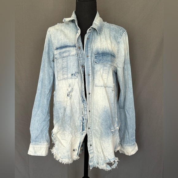 Hudson Jesns Distressed look, “Bijou” button up denim shirt - brand new!!! - Picture 1 of 11